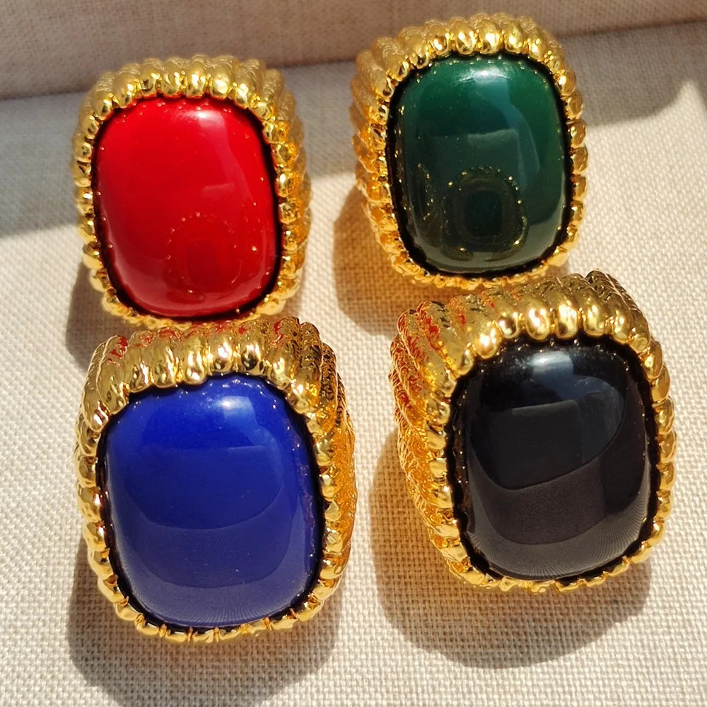 2024 Agate Crystal Open Ring Gold Metal Natural Stone Womens Jewelry Elegant Party Birthday Gift 241018