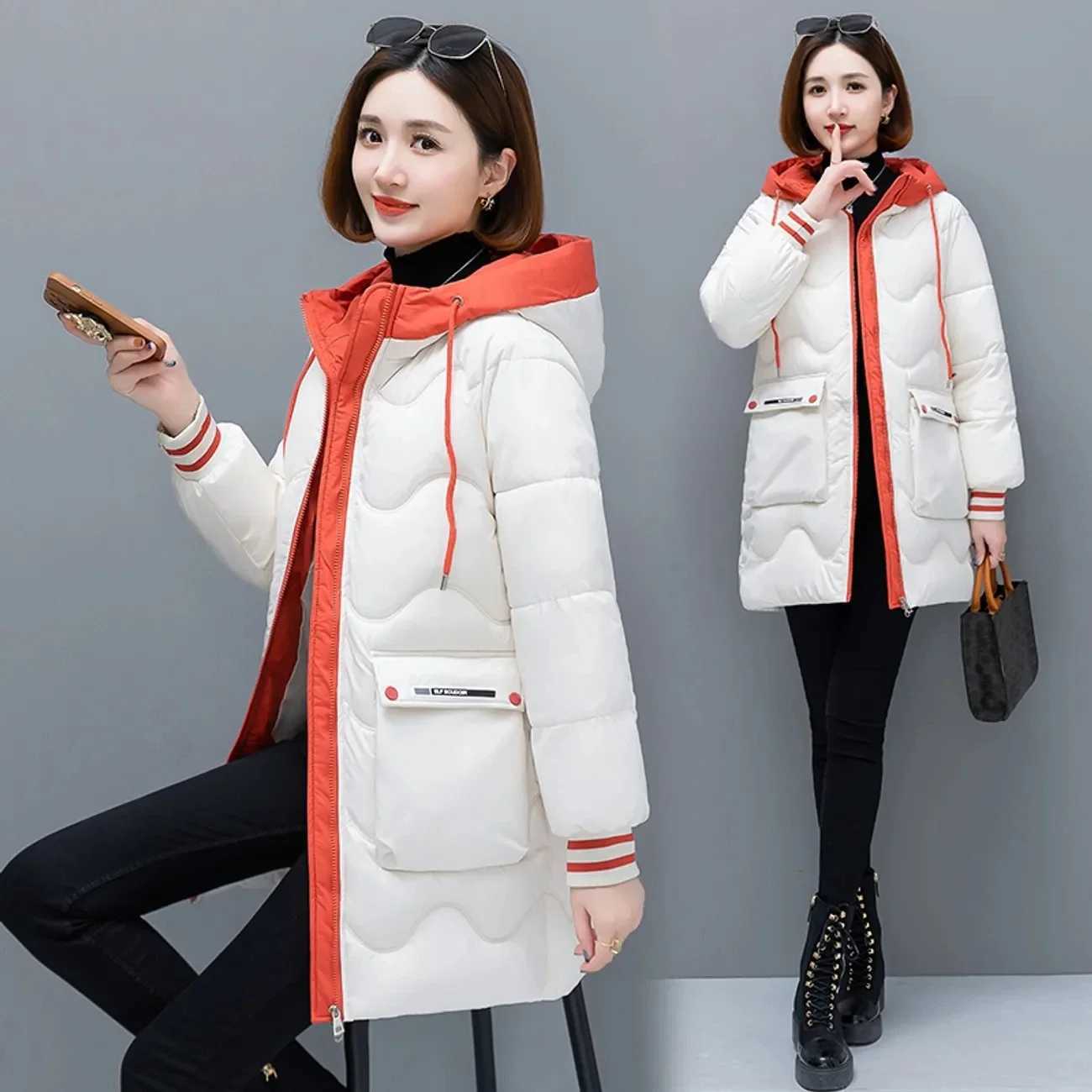Long Winter Jacket Women Down Cotton Coats 2024 New Cotton Padded Puffer Parka Coat Women Hooded Outwear Thicken Warm Jacket 4XLX241019