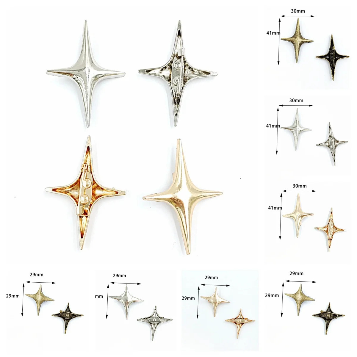 Universal Decorative Copper Four Corners Star Brooch Enamel Personalized Bag Clothing Hat Badge Metal Mens Pin Gift Wholesale 241018