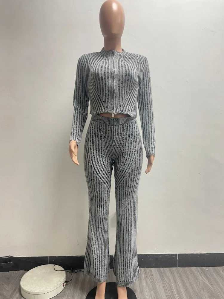Women's Two Piece Pants 2-piece womens Osaka Africa summer clothing autumn new fashion long slip top and pants party set womens matching set Y241