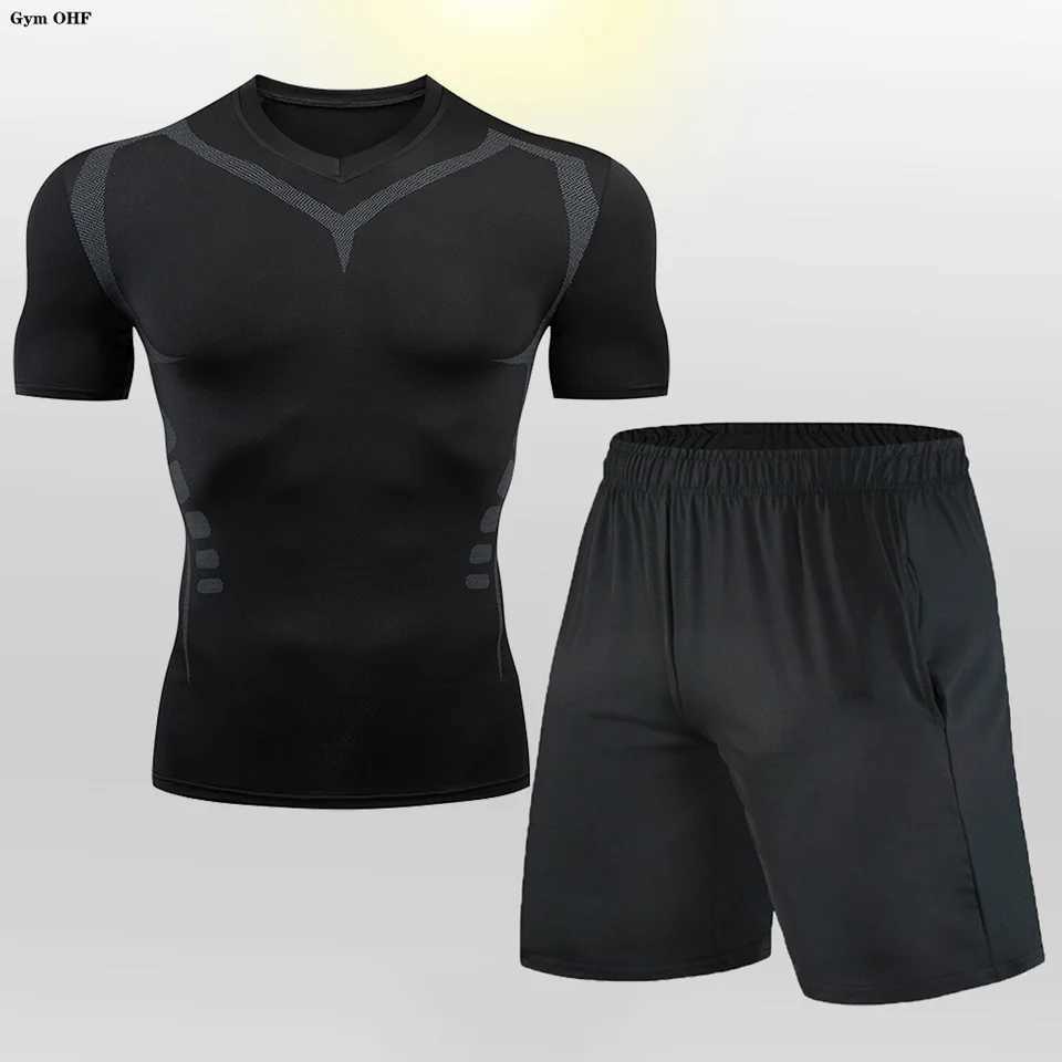 Mens sportswear set solid color series sports quick drying sweatshirt absorbs milk silk gym running boxing MMA training W241018