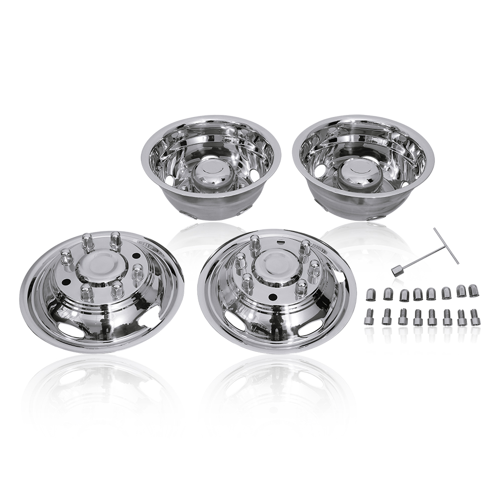 17 Inch 8 Lugs 5 Hand Holes Stainless Steel Wheel Simulators for 2011-2021 Chevy GMC 3500 Dually Truck wheel cover