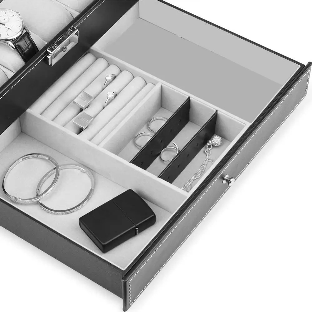 Jewelry Box Double Layer 12 Slot Watch Organizer Jewelry Storage Box Display Collection Box 241018