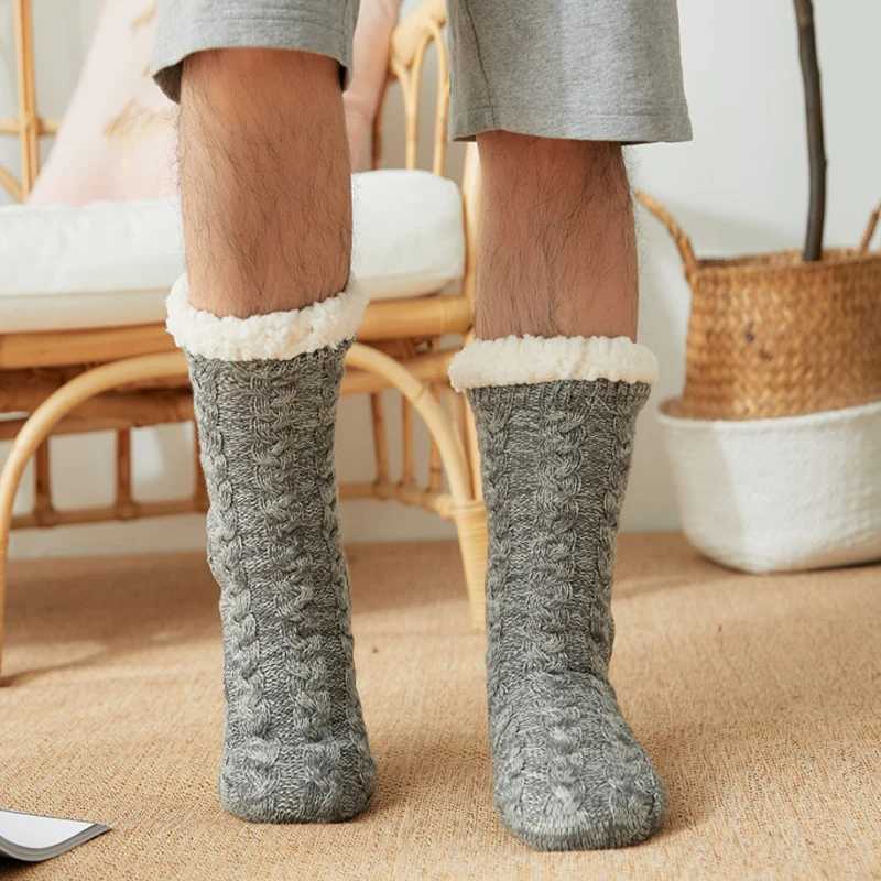 Mens Plus Thicken Cotton Sock Winter Warm Bedroom Shoes Comfortable Sleep Socks Home Non-slip Stocking Holiday Boy Gifts NewXJ241019