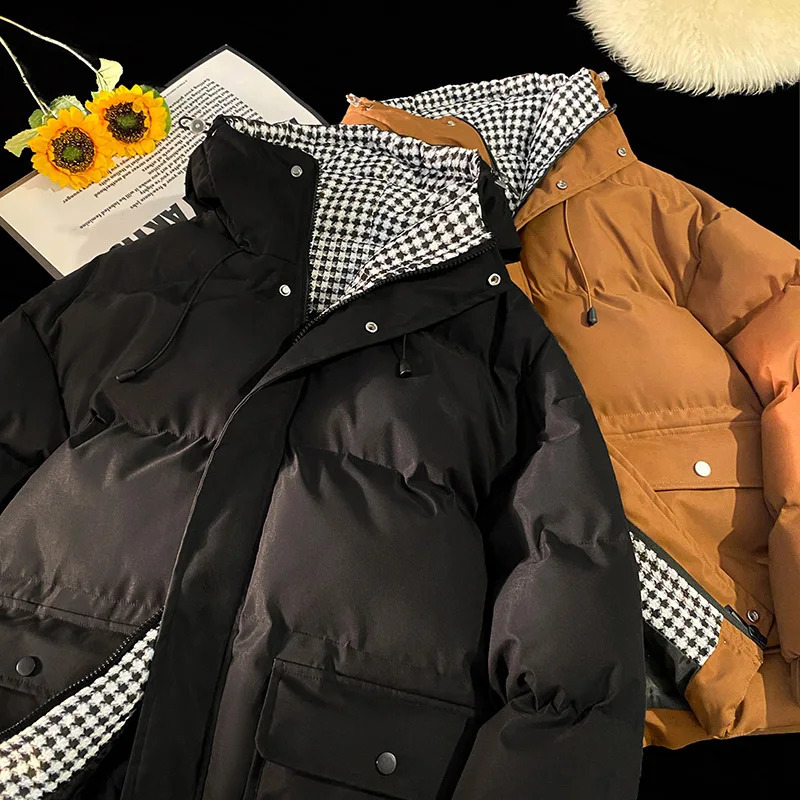 Winter Mens Cotton padded Jacket Casual Fur Collar Windproof Parkas Golf Jacket Classic Waterproof Jacket Mens Inflatable Jacket 241019