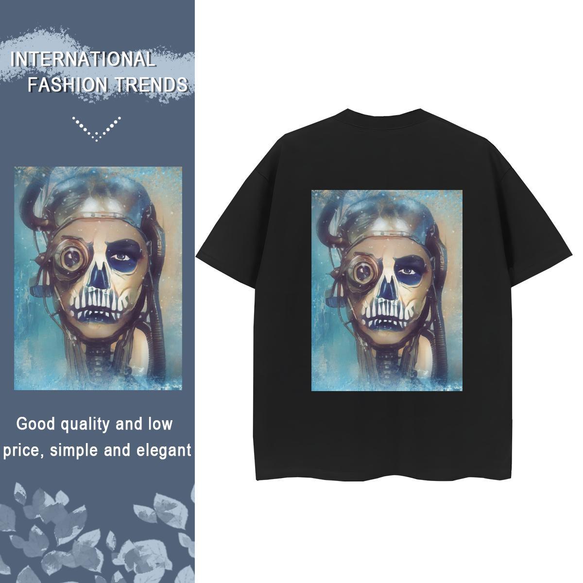 2024 DIY T-Shirts 230g Cotton Comfortable Home Outdoor skull Women Tees Soft Skull Tees Shirts