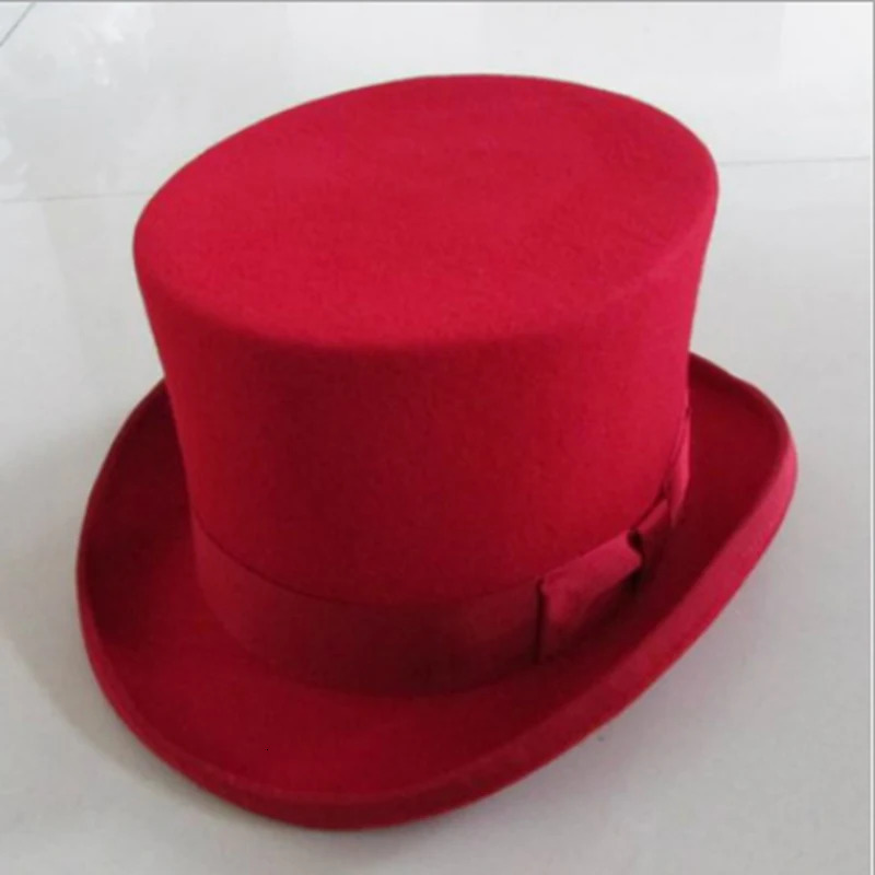 WZCX wool bow solid color performance magic hat unisex personality flat top jazz hat 241018