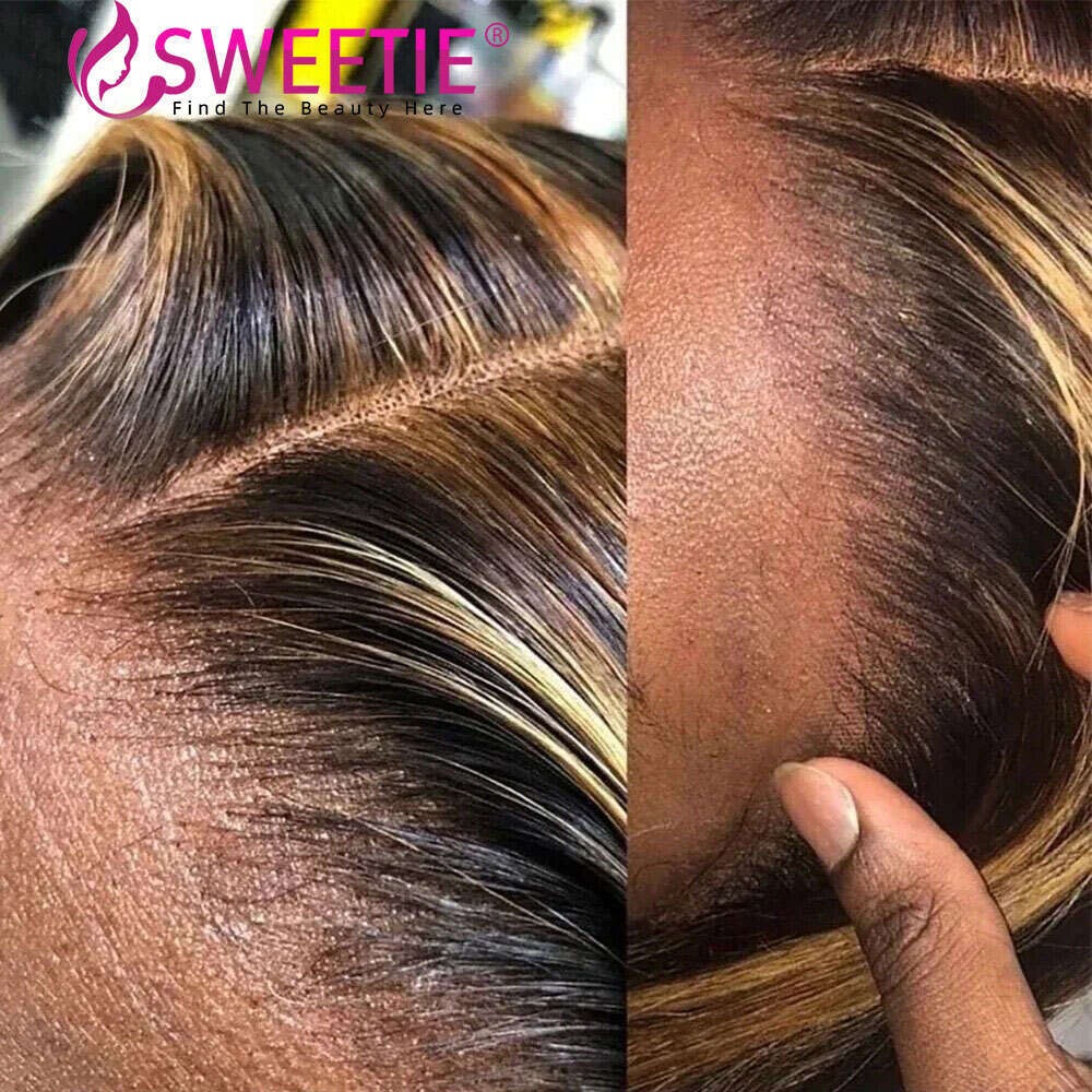 32Inch Highlight Human Hair 4/27 Honey Blonde 5x5 Closure Colored 13x6 HD Body Wave Lace Frontal Wig