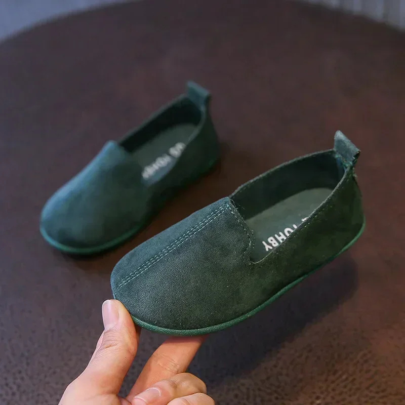 Childrens Flat Shoes Candy Color Simple Casual Loafers Slipon Flats Lightweight Boys Girls Leather Moccasins y241018