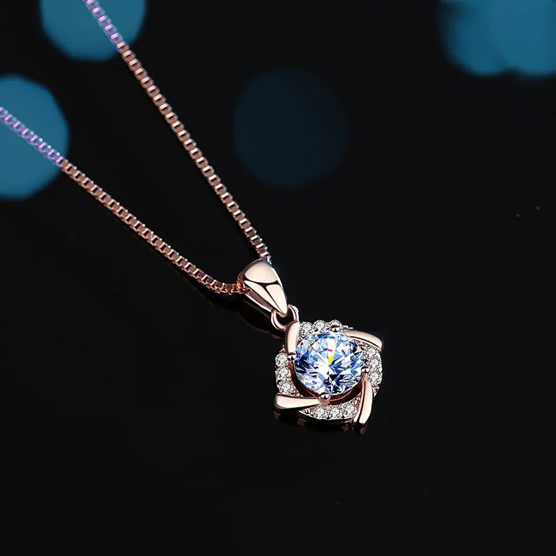 EWYA 0.5/1CT Windmill Female Pendant Necklace S925 Pure Silver Diamond Chain Necklace Exquisite Jewelry Gift 241018