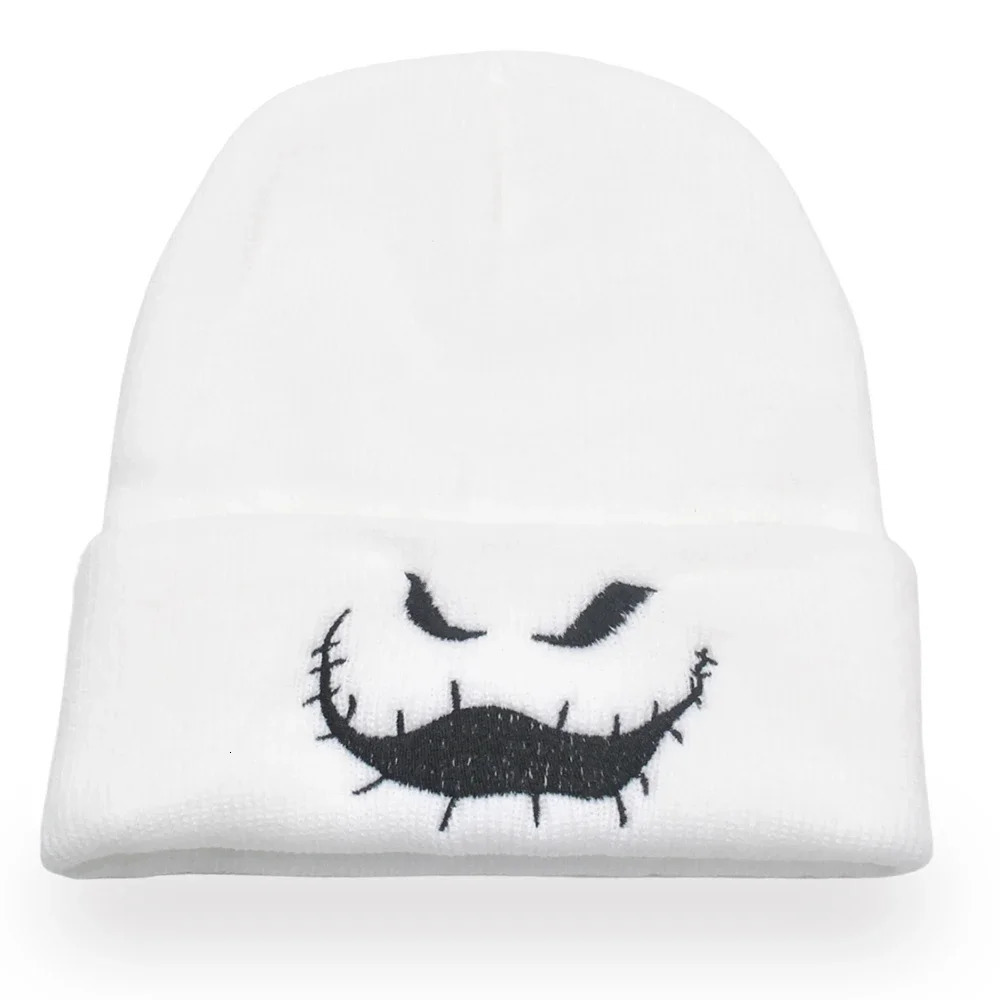 Devil Embroidery Beanie Hat Halloween Knitted Hats Unisex Ski Ghost Grimace Embroidery Cap Coldproof Skullies Oogie Boogie 241007