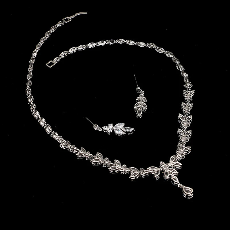 Emmaya Exquisite Womens Wedding Party Accessories Jewelry Set Cubic Zircon Stud Earrings and Necklace Gifts 241018