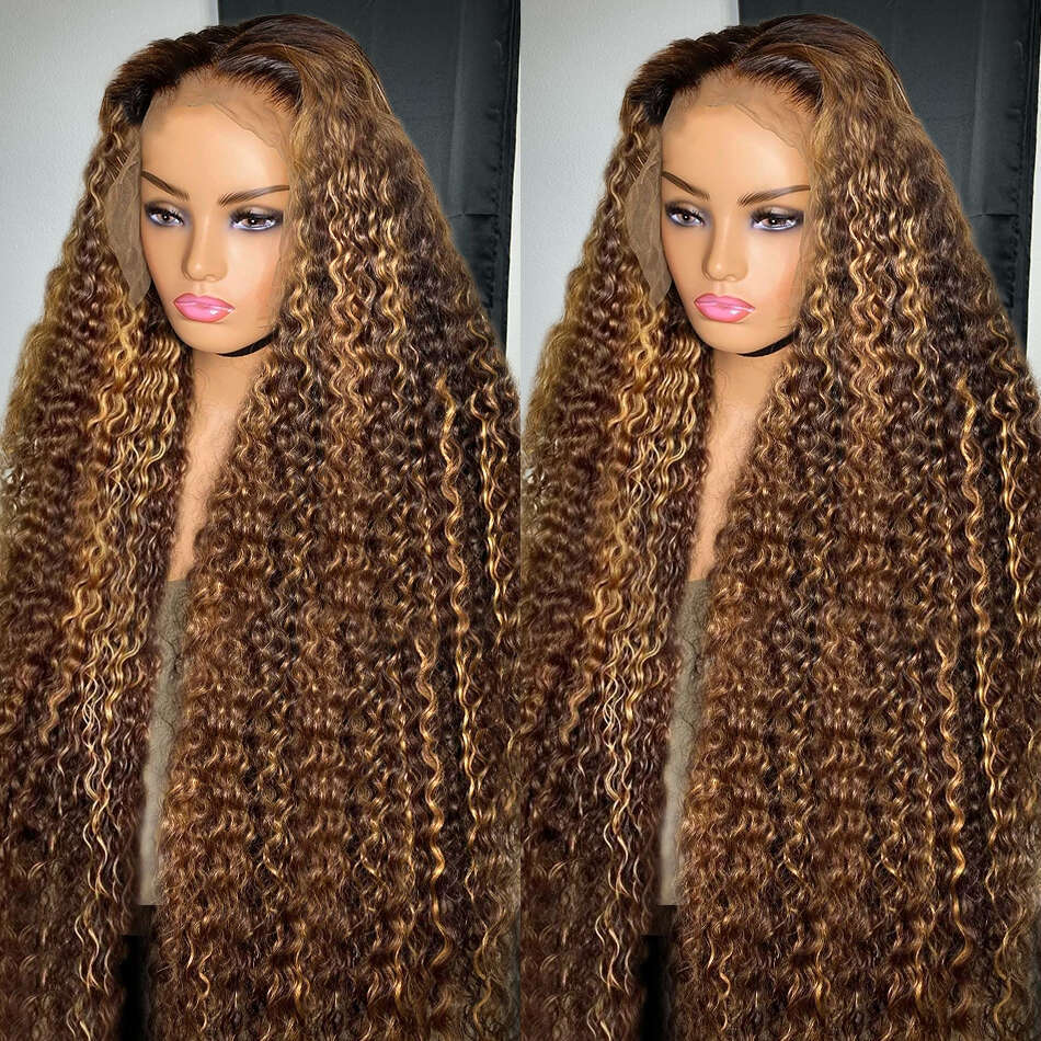 30 40 Inch Highlight Ombre 13x6 HD Frontal Water Curly Human Hair Wigs 250 Density 13x4 Deep Wave Color Lace Front Wig