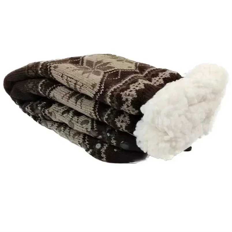 Mens Fluffy Sock Thermal Winter Warm Short Soft Non Slip Floor Fuzzy Fleece Plush Grip Sleeping Slipper Sock Male Christmas GiftXJ241019