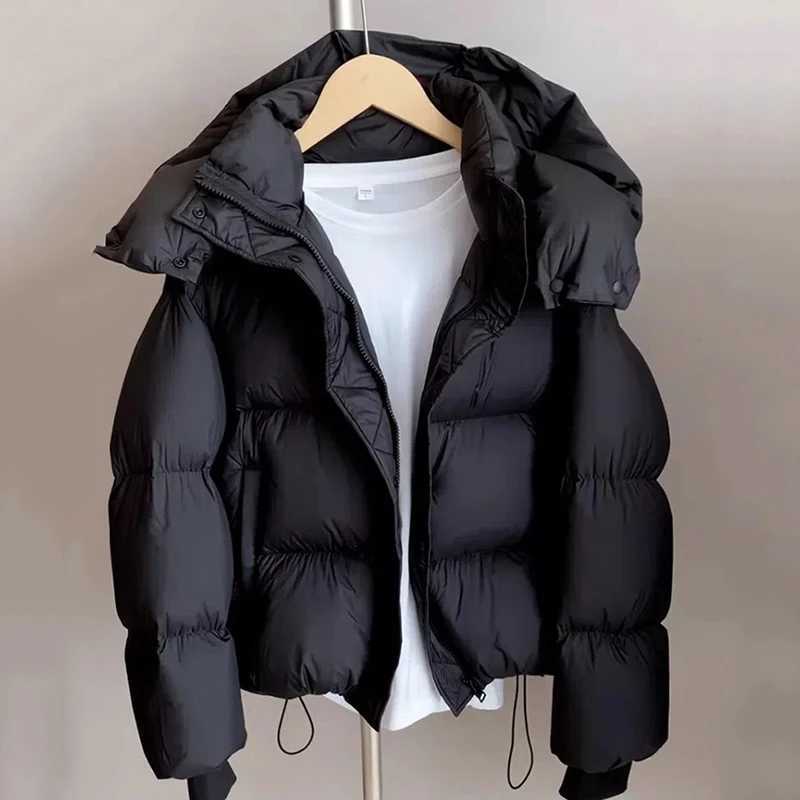 Womens Down Parkas New waterproof down cotton apron jacket hooded sweatshirt womens winter clothing Korean style puff jacket outerwear womens outerw Y