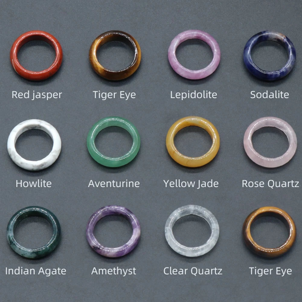 Crystal Agate Ring Natural Gemstone Carnelian Stacking Rings Reiki Energy Good Luck Charms Jewelry Gift for Women and Men 241010
