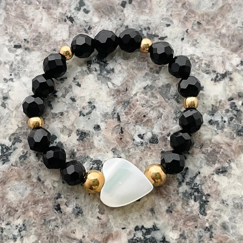 Fashion Natural Stone Moonstone Obsidian Rings For Women Girls Stainless Steel Beaded Ring Wedding Party Jewelry Gift Wholesale 241010