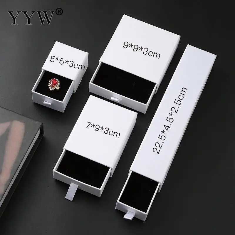 Gift box for jewelry black and white jewelry box drawer box for rings earrings necklaces bracelets jewelry packaging and storage W241019