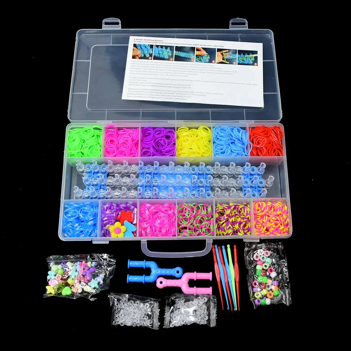 1800pcs Elastic Rubber Weaving Machine Belt DIY Tool Box Weaving Bracelet Handle Girl Gift Childrens Toy Youth 8 10 Years 241018
