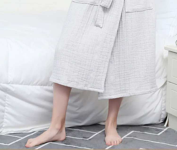 SHiONFA Mens Robes 6 Layer Pure Thickened Cotton Gauze Long Home Lounge Soft Breathable Bathrobe for Autumn WinterXJ241018