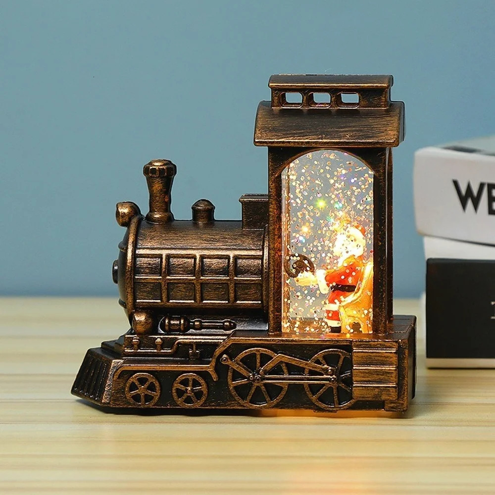Year Home Decorations Santa Claus Train Water Ball Wind Lanterns LED light Christmas Gifts Xmas Small Oil Lamp 241018