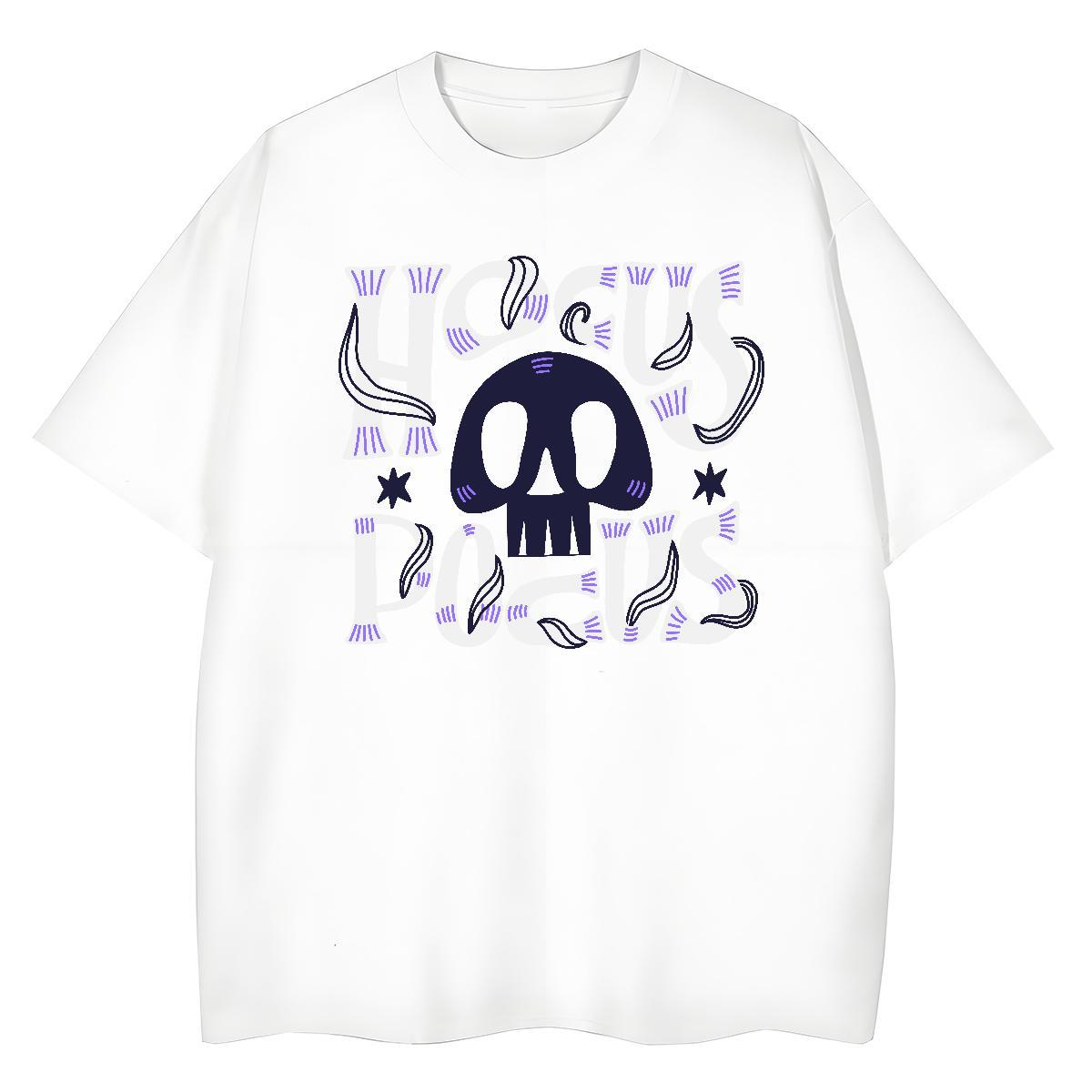 2024 DIY T Shirt For Woman 230g Pure Cotton Short Sleeve O-Neck Hip Hop skull Women Tees Loose fit DIY Anime Printed Tops