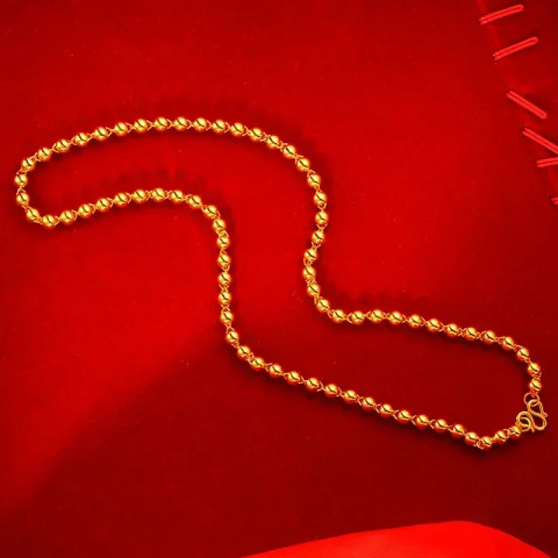 999 Real Gold 24K necklace suitable for both male and female solid ball chains ruling boss chains attracting true wealth 241018
