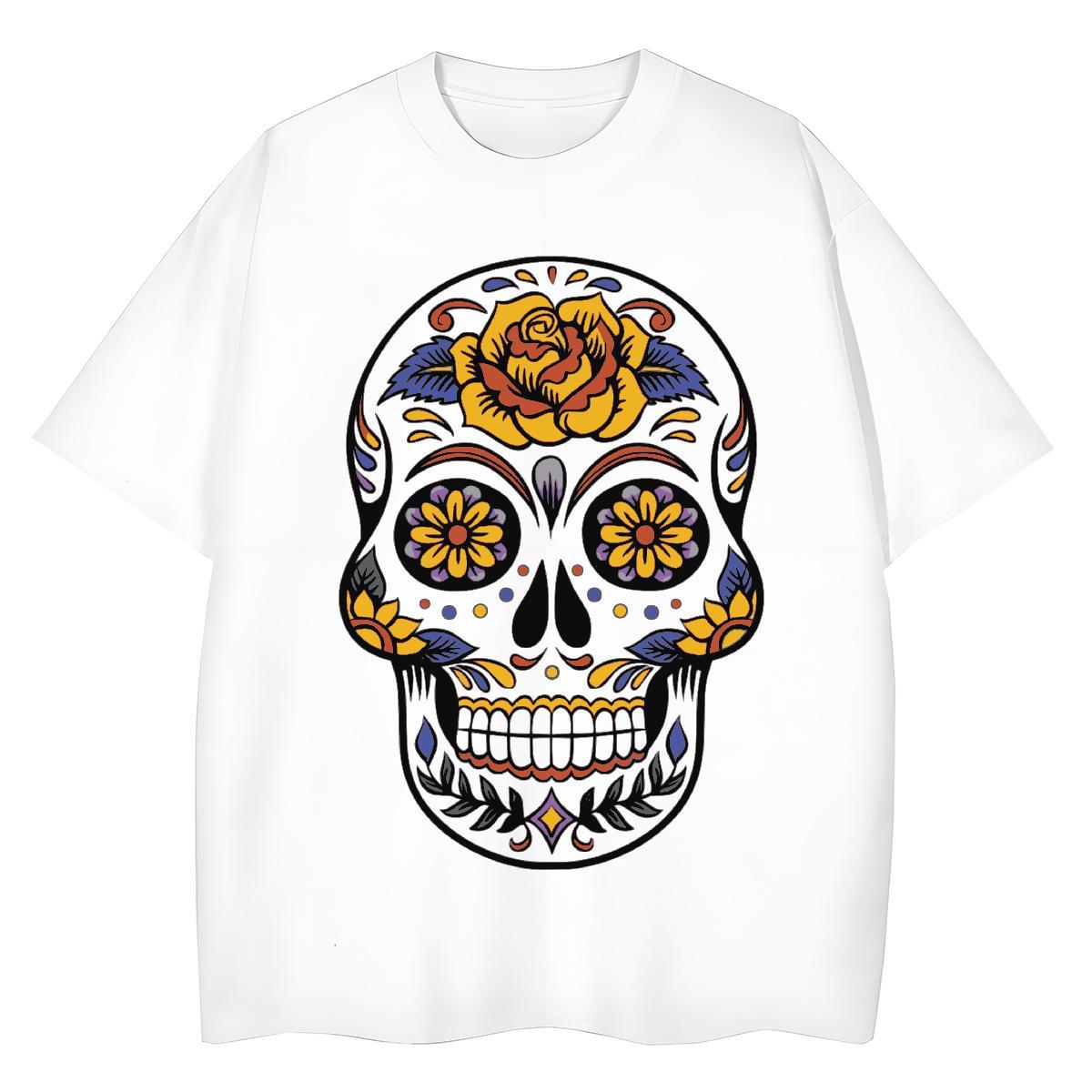 DIY T Shirts Women 230g 100% Cotton Breathable Crew Neck Daily Wear skull Tshirt for Man Woman Wholesale DIY Anime Printed Tshirts