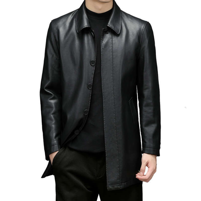 7Xl Genuine Leather Jacket Men's Clothing Midi Long Winter Plush Warm Windbreaker Male Large Size Mens F