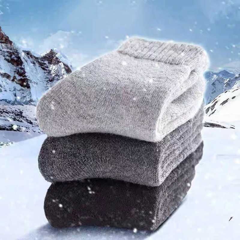 1 Pairs Winter Warm Women Socks Wool Male Men Socks Super Thicker Solid Socks Merino Wool Socks Against Cold Snow Terry SocksXJ241019