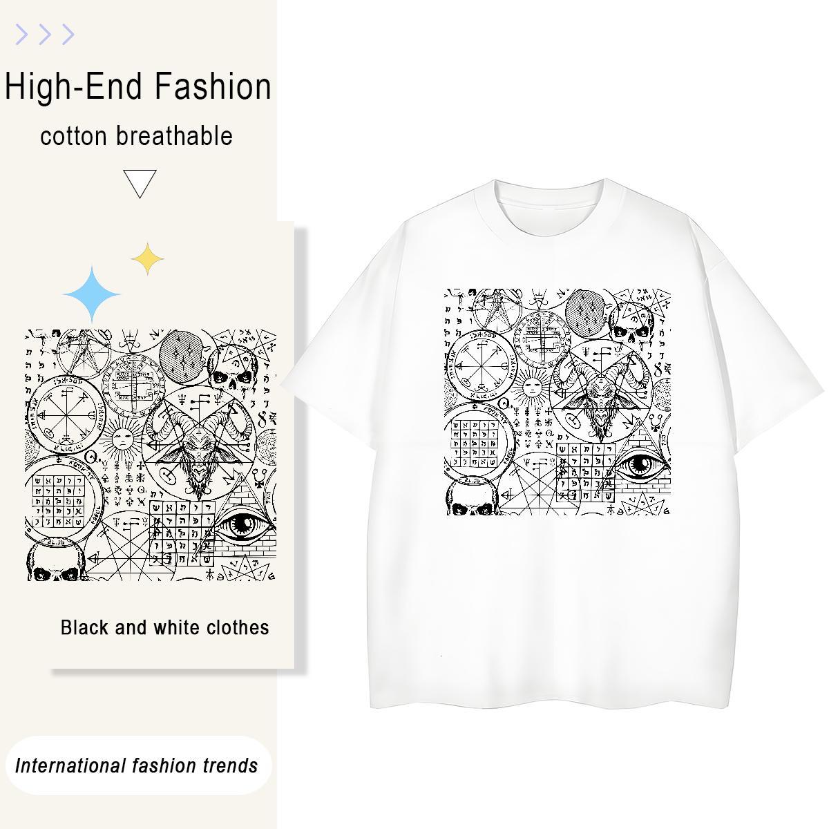 Fashion New T Shirts Women 100% Cotton 230g Breathable Short Sleeve Street skull Unisex Tshirts Soft Cartoon Print Tops Tees