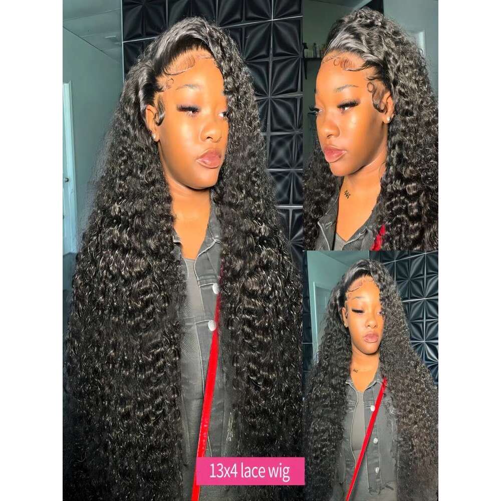 Wigs Density Curly HD Lace Wig X Human Hair Transparent Frontal Deep Water Wave For Women Inch