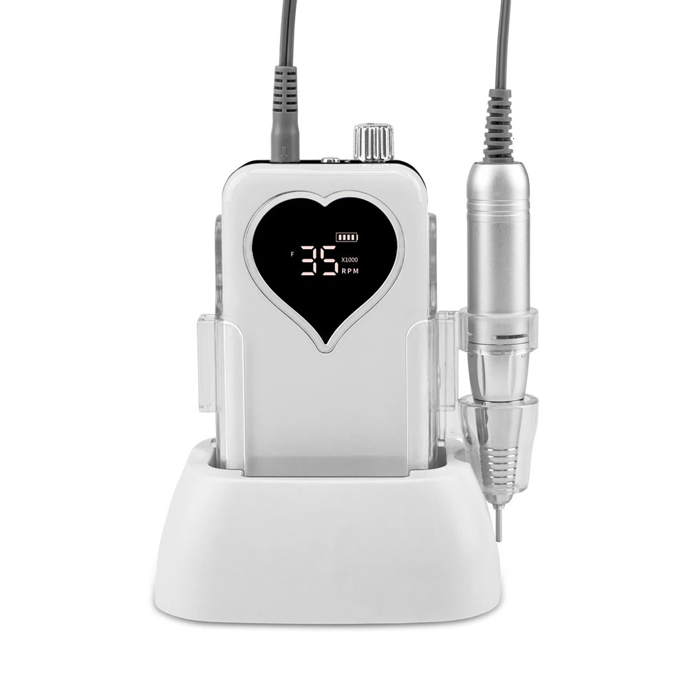 SIMINAIL Heart shaped Nail Drill Rechargeable Desktop 35000RPM Manual Electric Nail Machine Nail File Cordless Drill 241007