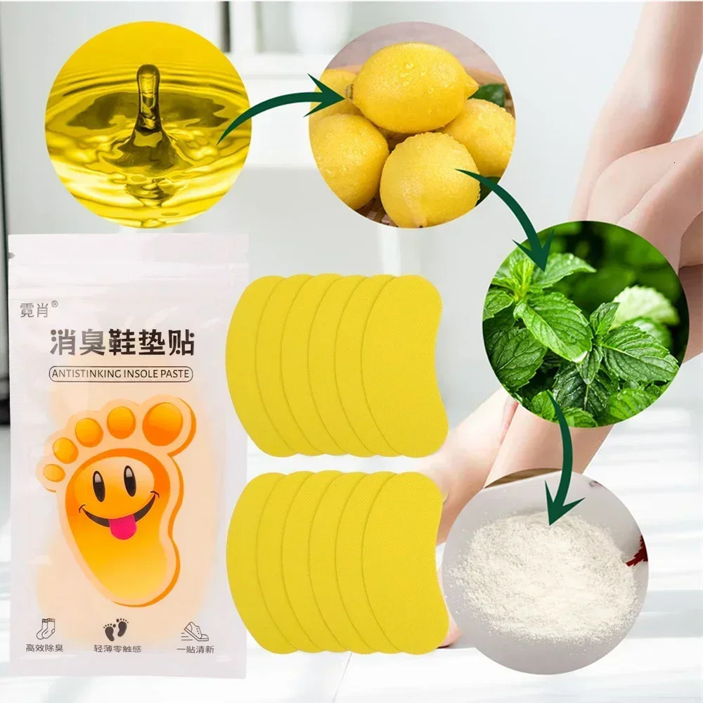 1260pcs Shoes Odor Remover Deodorant Patch Lemon Athletes Foot Soothing Insole Stickers Antibacterial Antiperspirant Care 241019