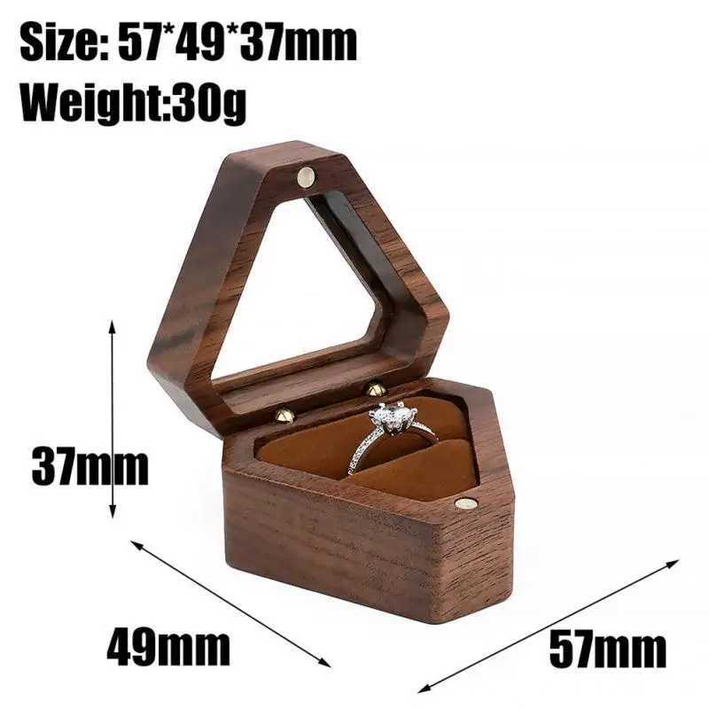 1 wooden jewelry box wedding ceremony ring box heart-shaped walnut wooden proposal engagement jewelry box gift box W241019