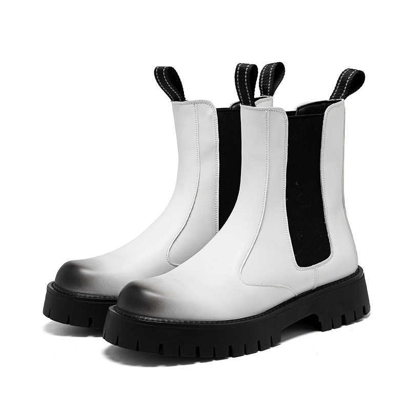 Martin Boot Oversize Mens Ankle Boots British Style Chelsea Mens Boots Winter Workwear High Top Leather Boots Plush Boots Fashion Boots 240927