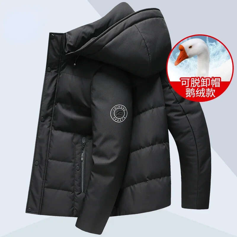 Goose Down Jacket Men Winter Puffer Coats Casual Short Hooded Brand High Quality Man Clothes 2025 New Korean