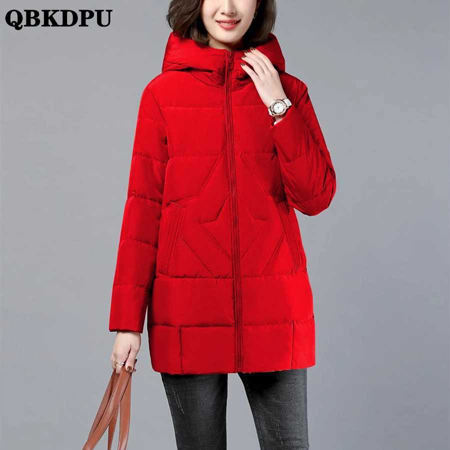 Winter Warm Big Size 4xl Hooded Parkas Coats Women Loose Mid Length Down Cotton Overcoats Thicken Chaqueta Snow Wear JacketsX241019
