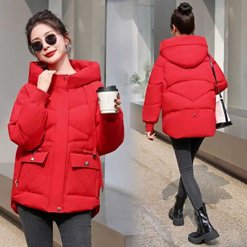 2024 New Winter women Warm Down Cotton Jacket fashion hooded Thick Puffer clothing Short coat casual Loose outerwear female R022X241019