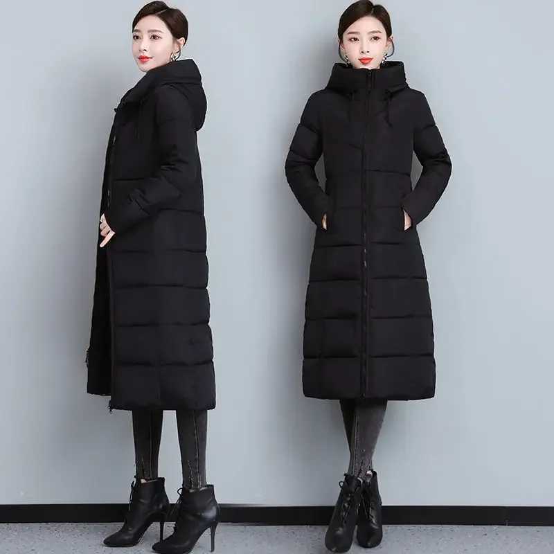 2024 Long Straight Winter Coat Women Casual Down Jackets Slim Remove Hooded Parka Oversize Fashion Outwear Plus Size 5XLX241019