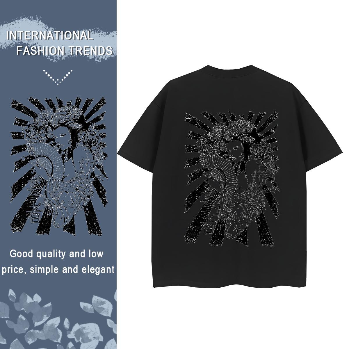 Custom Womens T Shirts 230g 100% Cotton Round Neck Short Sleeve Home Outdoor skull Lady T shirt Soft Cartoon Floral Printing Tops