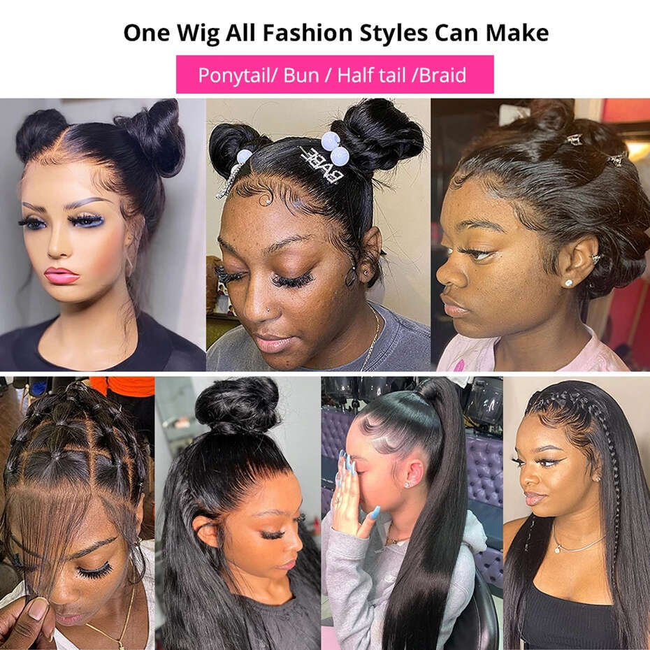 Human Wig Bone Straight Transparent Full Frontal 360 Lace Wigs For Black Women Brazilian Remy Hair Preplucked