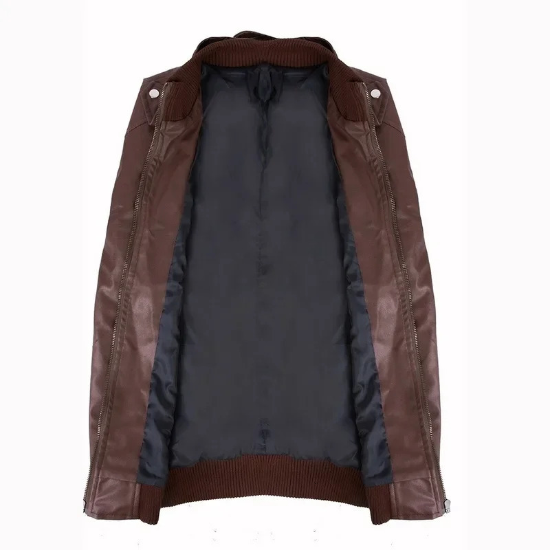 Autumn mens Pu leather fitness jacket fashionable mens suede casual jacket clothing size S-5XL 2 color soft and warm 241007