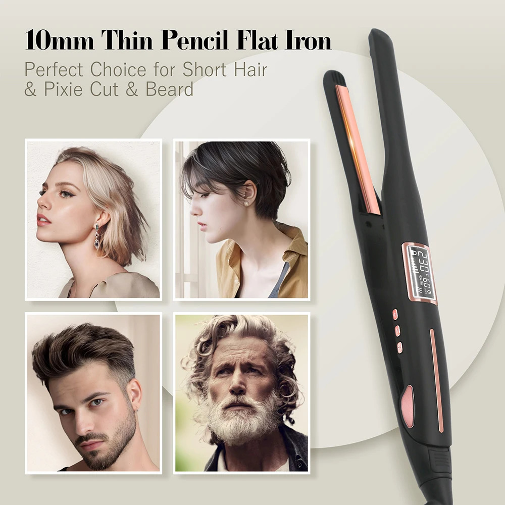 Mini hair straightener curling iron sheet pencil flat iron for short hair beard elf cutting salon styling tool 100-240V 241018