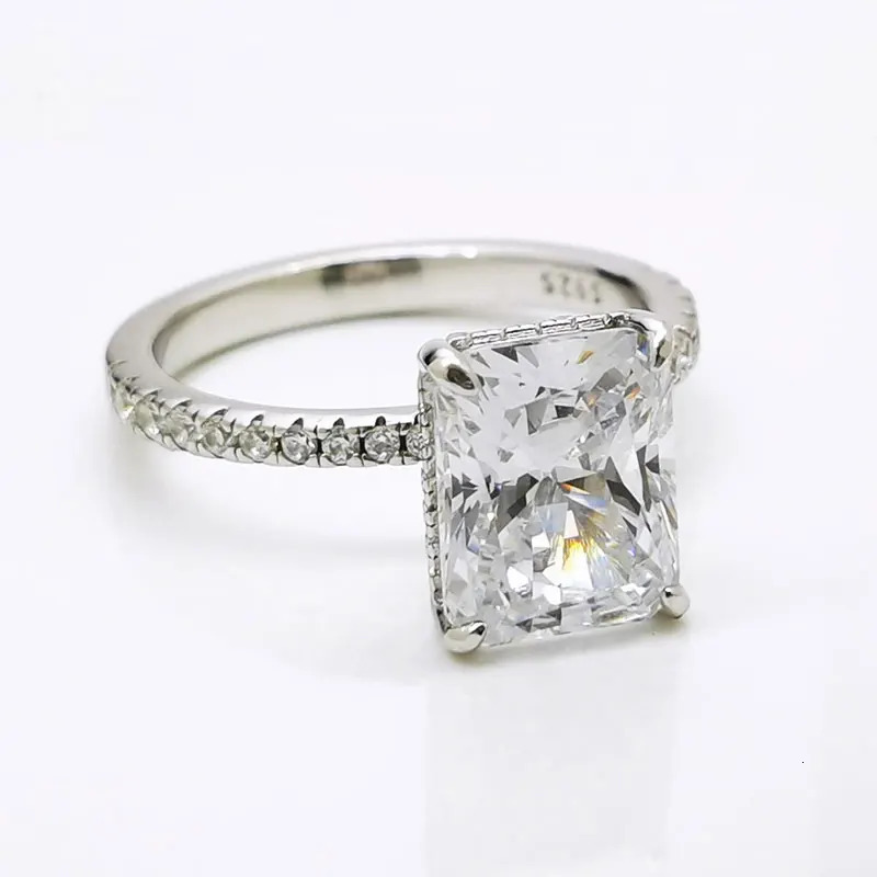 DEZO Card Engagement Ring 2/3/4ct Radiant Cut D-Color Solid 925 Silver Womens Wedding Jewelry Gift 241007