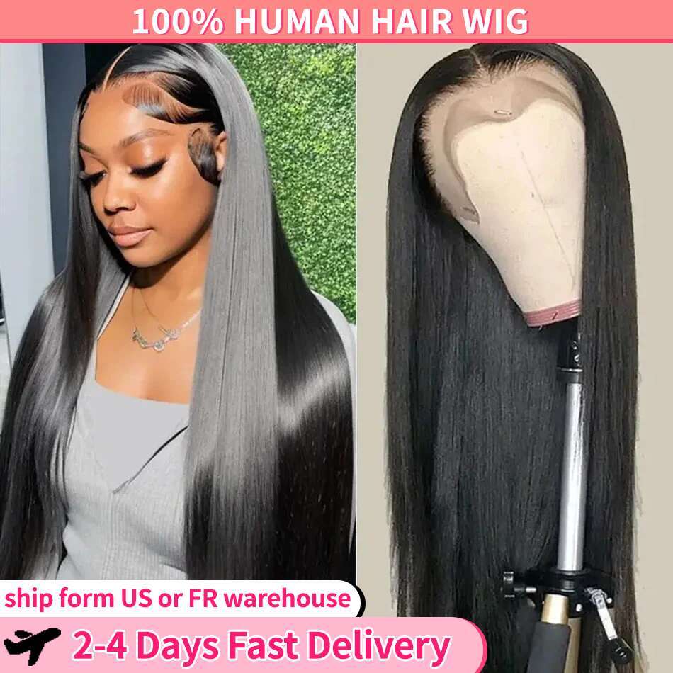 Human Hair Straight Wigs HD x Lace Frontal Wig Pre Plucked Brazilian Remy Front For Women Density