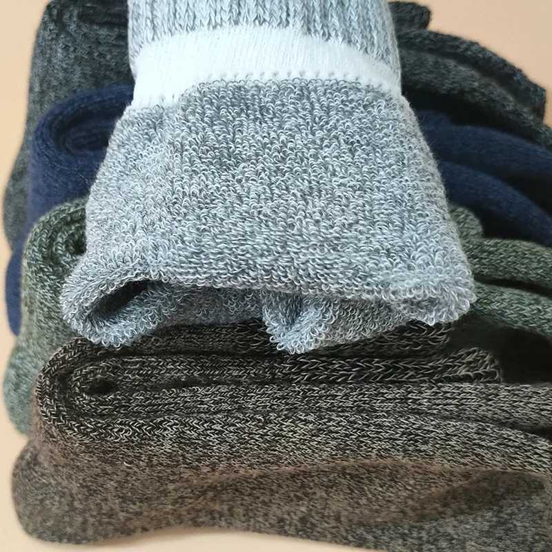 Autumn Winter Mens Thickened Terry SocksMedium Tube Warm Socks Solid ColorTowel Bottom Cotton Socks1Pair EU 35-43 US 5-9XJ241019