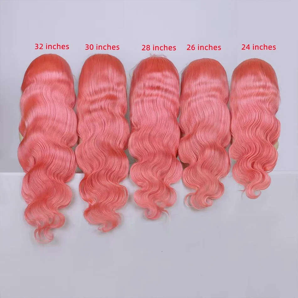 Wave x Body Hd Lace Frontal Wig Pre Plucked Transparent Colored Front Pink For Women Human Hair Wigs s