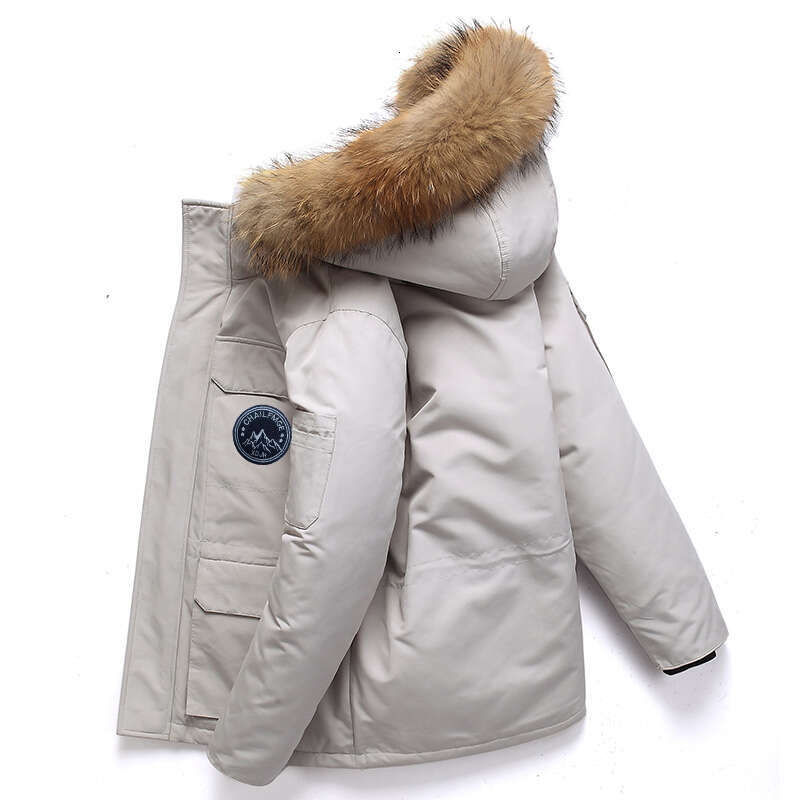Casual 2024 Winter Men's Solid Duck Down Jacket Detachable Fur Collar Think Warm Hooded Puffer Coat Outdoor Cotoon-Padded Parkas