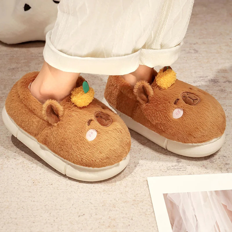 Highland Cow Capybara plush slider Christmas home cotton shoes cute animal anti slip indoor winter warm house slider gift 241018